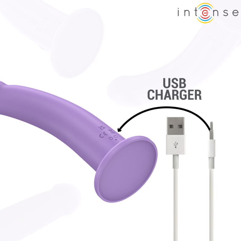 Vibrador INTENSE Eddie roxo com controlo remoto, feito de silicone macio e com design ergonómico.