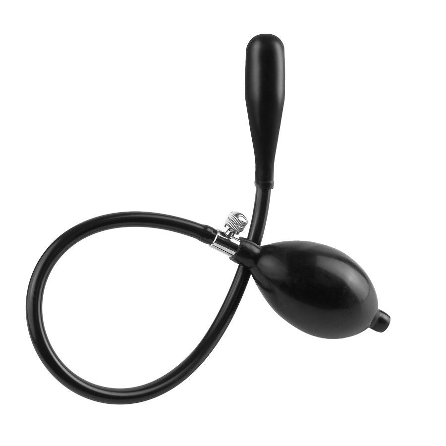 Close-up do ANAL FANTASY Plug Anal Inflável Vibratório, destacando seu design cônico, material de silicone e características infláveis.