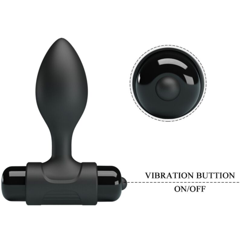 PRETTY LOVE Plug Anal Vibratório Sensations, detalhe do silicone e formato em T