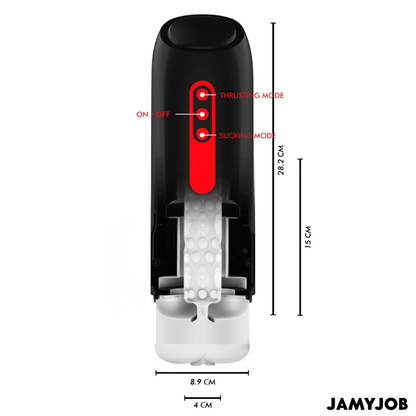 Close-up of the JAMYJOB Masturbador Automático Phantom Vagina showing its design and features.