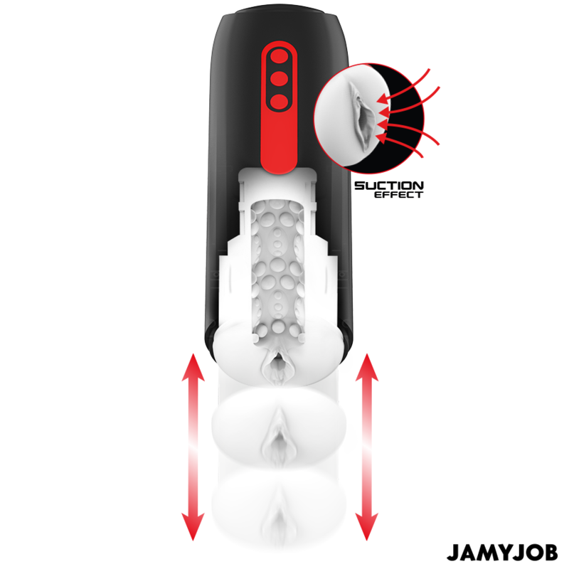 Close-up of the JAMYJOB Masturbador Automático Phantom Vagina showing its design and features.