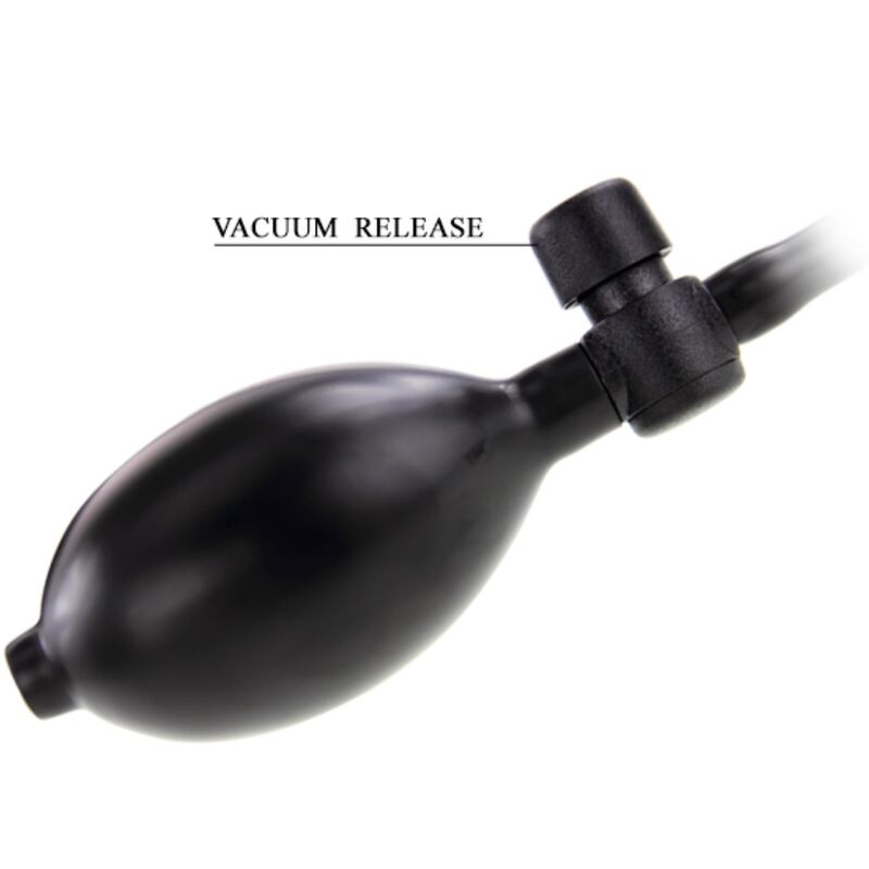 Close-up do Plug Anal Inflável Preto PRETTY LOVE, mostrando o silicone suave e a válvula de inflação.