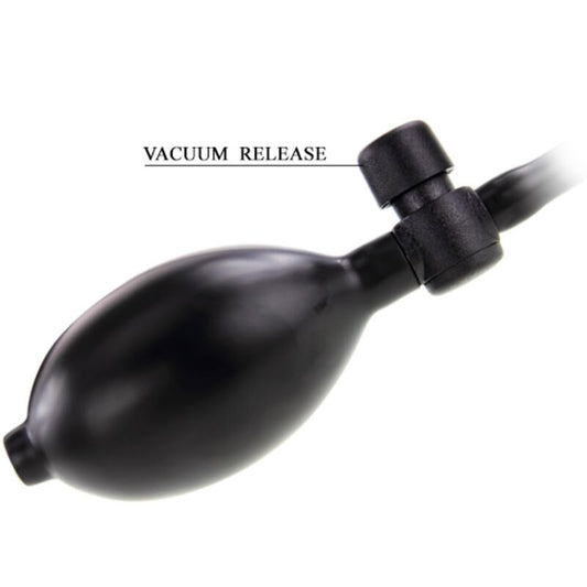 Close-up do Plug Anal Inflável Preto PRETTY LOVE, mostrando o silicone suave e a válvula de inflação.