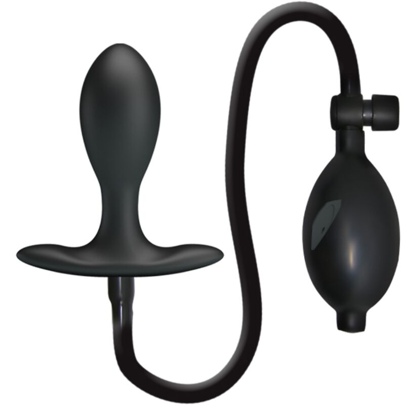 Close-up do Plug Anal Inflável Preto PRETTY LOVE, mostrando o silicone suave e a válvula de inflação.
