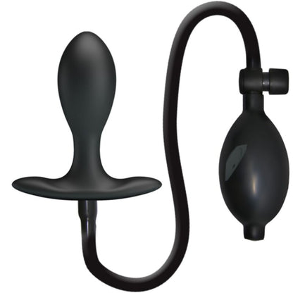 Close-up do Plug Anal Inflável Preto PRETTY LOVE, mostrando o silicone suave e a válvula de inflação.