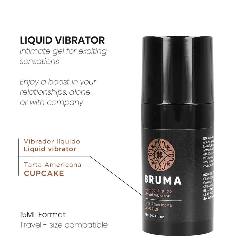 BRUMA Vibrador Líquido Ultra Deslizante Sabor Cupcake 15ml para prazer íntimo