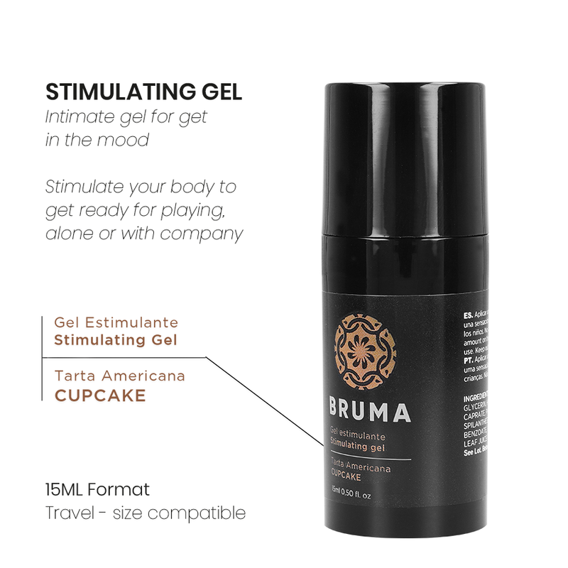 BRUMA Gel Estimulante Íntimo Sabor Cupcake 15 ML para momentos de prazer.