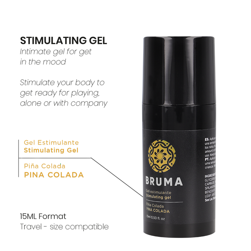 BRUMA Gel Estimulante Intensificador Sabor Pina Colada 15 ML para prazer íntimo e sensorial.