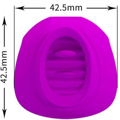 Close-up do PRETTY LOVE Estelle Vibrador Estimulador Clitoriano de Língua Roxo, destacando o silicone suave e o design ergonómico.