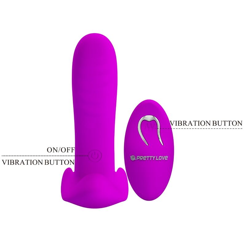 PRETTY LOVE Massageador e Vibrador Roxo com 12 Vibrações e Controlo Remoto, destacando o formato ergonómico e a textura do silicone.