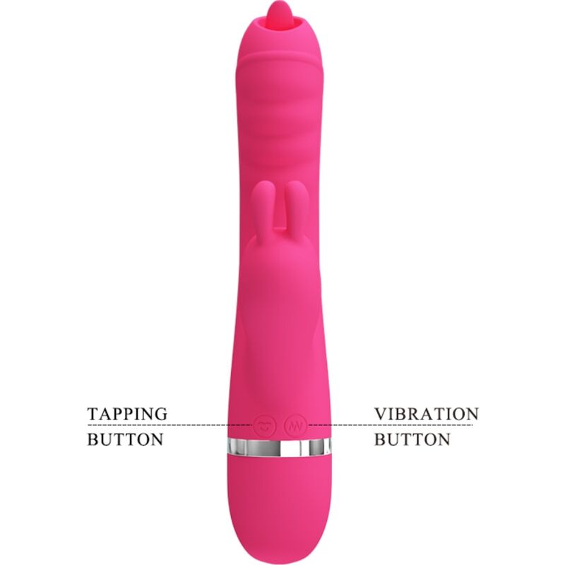 Vibrador Coelho Pretty Love Phoenix Rosa, mostrando design ergonômico e texturas para estimulação.