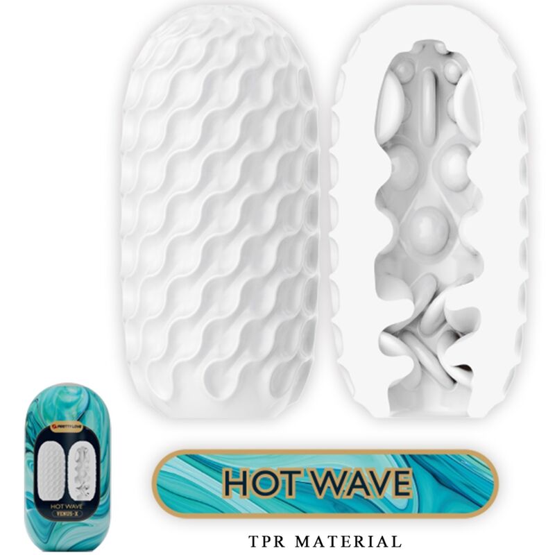 Close-up do Masturbador Masculino PRETTY LOVE Hot Wave Silicone, destacando suas texturas internas.