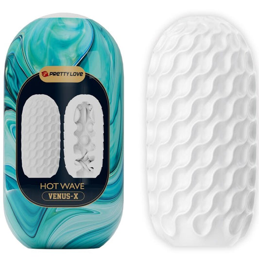 Close-up do Masturbador Masculino PRETTY LOVE Hot Wave Silicone, destacando suas texturas internas.