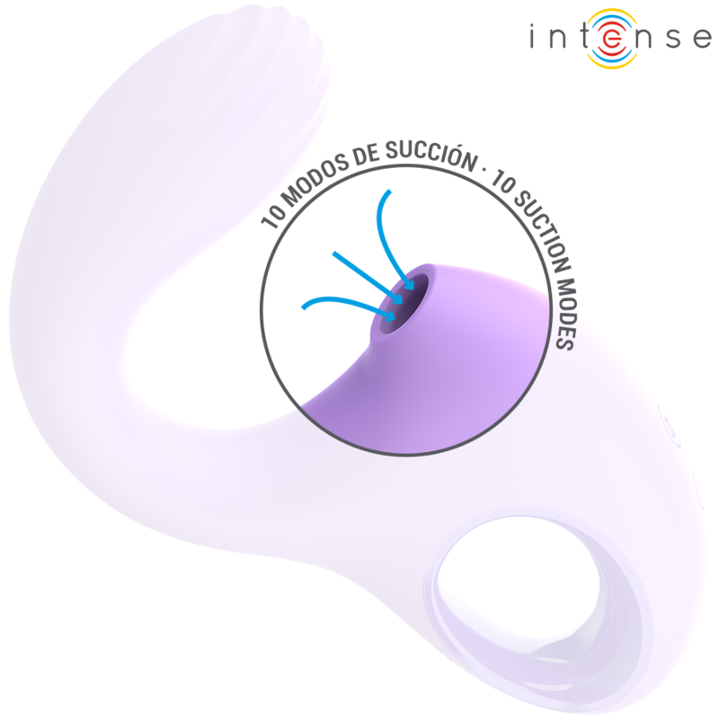 Vibrador e Estimulador Baxter Violet da Intense, destacando seu design ergonômico, cor vibrante e boca de sucção.