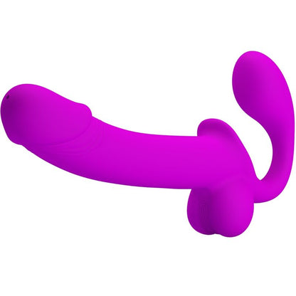 PRETTY LOVE Estimulador Strap-On Duplo Kelpie Roxo em silicone suave.