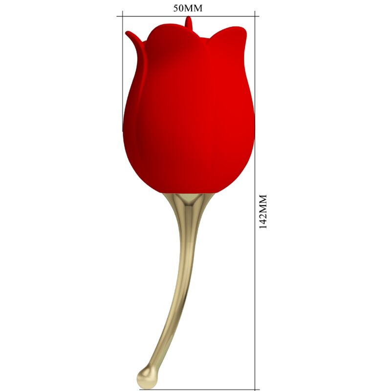 PRETTY LOVE Estimulador de Clitóris Rose Lover vermelho com 12 funções, em silicone macio, recarregável USB.