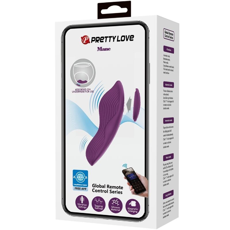 Pretty Love Mane Lay On Massageador de Clitóris com 10 vibrações e controlo remoto, cor roxa