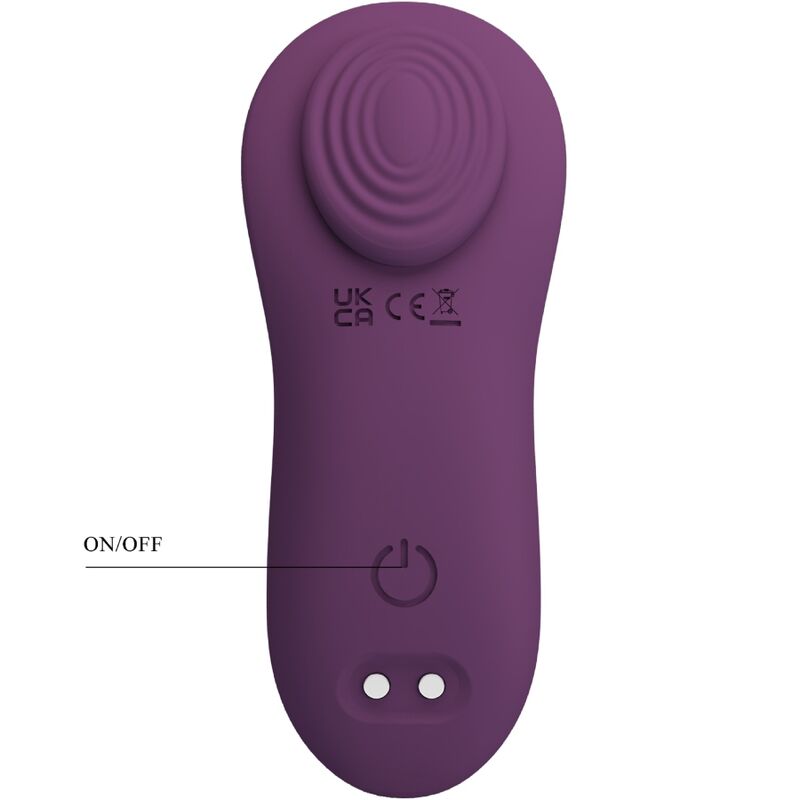 Close-up do vibrador massageador PRETTY LOVE Franz com controlo por app, em cor roxa.