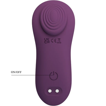 Close-up do vibrador massageador PRETTY LOVE Franz com controlo por app, em cor roxa.