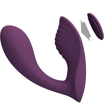 Close-up do vibrador massageador PRETTY LOVE Franz com controlo por app, em cor roxa.