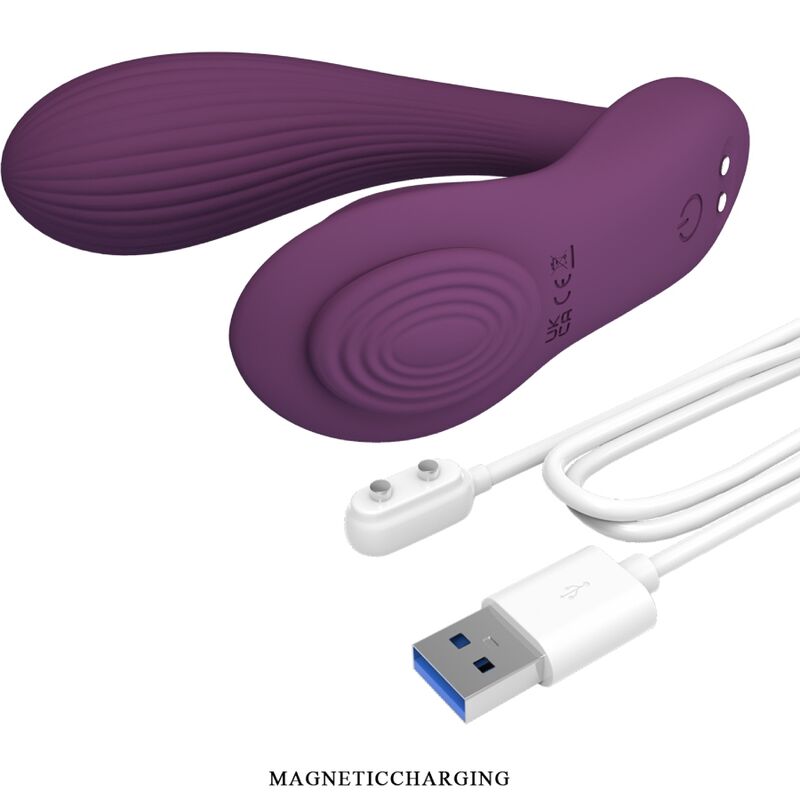 Close-up do vibrador massageador PRETTY LOVE Franz com controlo por app, em cor roxa.