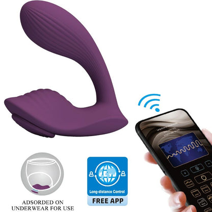Close-up do vibrador massageador PRETTY LOVE Franz com controlo por app, em cor roxa.