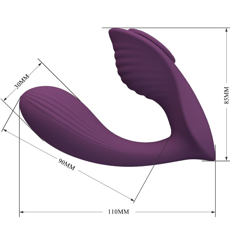 Close-up do vibrador massageador PRETTY LOVE Franz com controlo por app, em cor roxa.