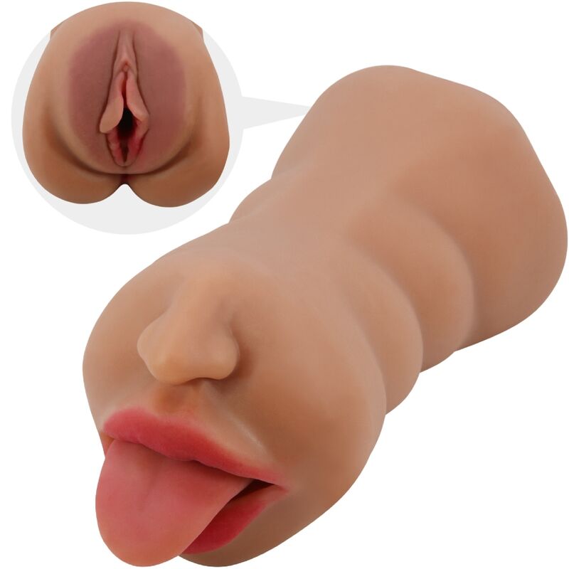 Masturbador Masculino Duplo: Boca e Vagina Realistas