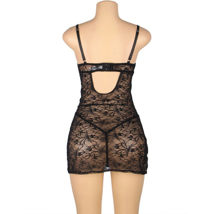 Babydoll de Renda SUBBLIME preto com alças ajustáveis, destacando a delicadeza da renda.