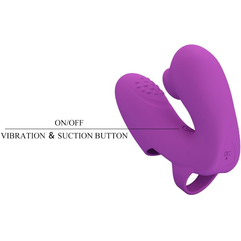 PRETTY LOVE Vibrador de Dedo Athena com Estimulador Clitoriano Roxo, design ergonómico e suave.