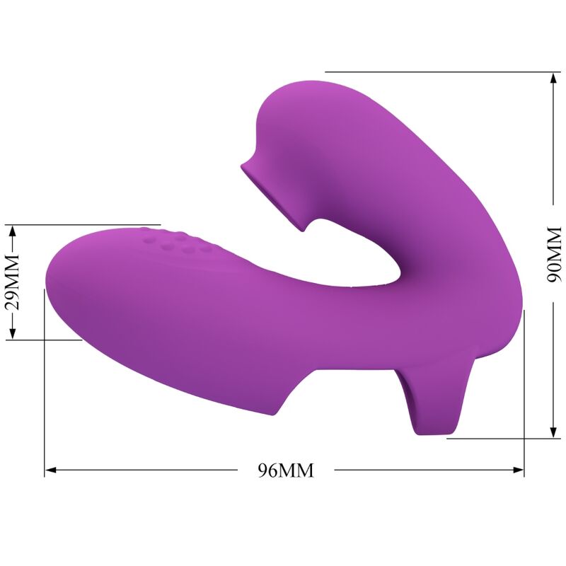 PRETTY LOVE Vibrador de Dedo Athena com Estimulador Clitoriano Roxo, design ergonómico e suave.