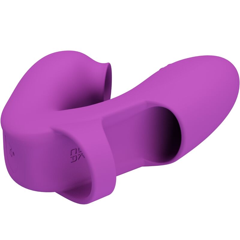 PRETTY LOVE Vibrador de Dedo Athena com Estimulador Clitoriano Roxo, design ergonómico e suave.
