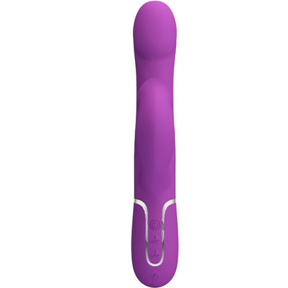 Close-up do PRETTY LOVE Vibrador Estimulador Multifuncional 4 em 1 Roxo, mostrando o design ergonómico e texturas.