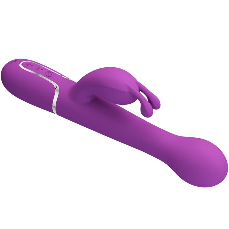 Vibrador Rabbit Pretty Love Dejon Multifuncional 3 em 1 Roxo, em silicone macio.