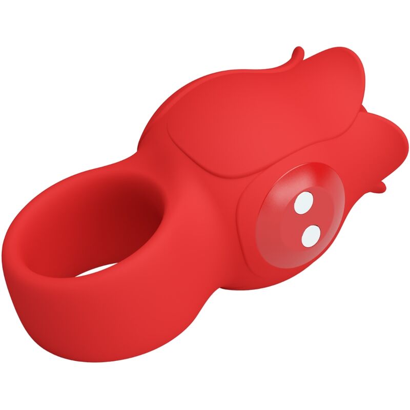 Vibrador de dedo PRETTY LOVE Rose vermelho de silicone com 10 vibrações e carregamento USB.