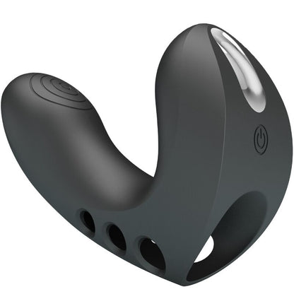 Close-up do Vibrador de Dedo PRETTY LOVE Camelia preto, destacando seu design compacto e silicone macio.