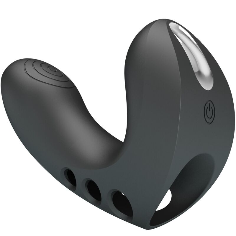 Close-up do Vibrador de Dedo PRETTY LOVE Camelia preto, destacando seu design compacto e silicone macio.