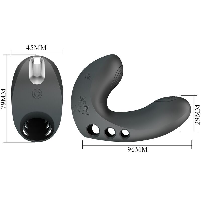 Close-up do Vibrador de Dedo PRETTY LOVE Camelia preto, destacando seu design compacto e silicone macio.