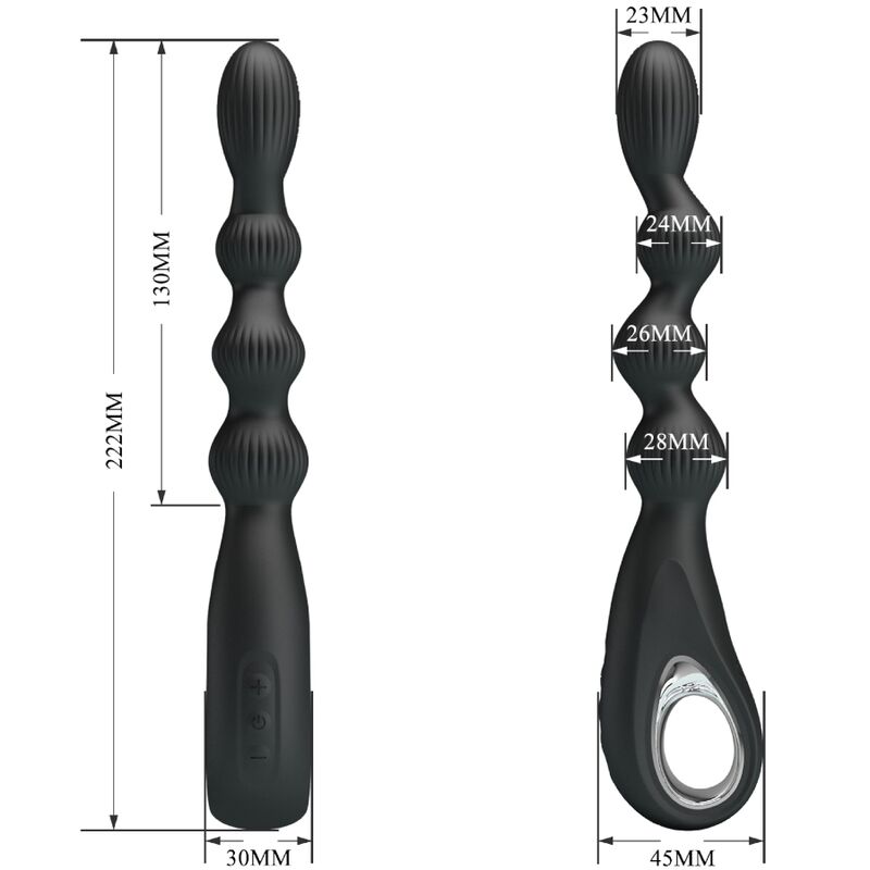 PRETTY LOVE Vibrador Anal Federer com 12 Vibrações Preto em silicone