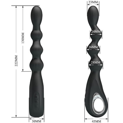PRETTY LOVE Vibrador Anal Federer com 12 Vibrações Preto em silicone