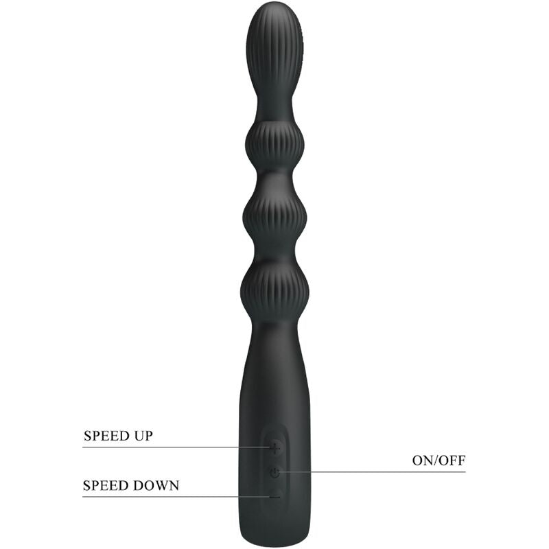 PRETTY LOVE Vibrador Anal Federer com 12 Vibrações Preto em silicone