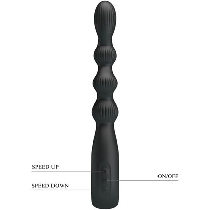PRETTY LOVE Vibrador Anal Federer com 12 Vibrações Preto em silicone