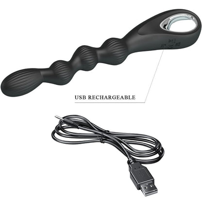 PRETTY LOVE Vibrador Anal Federer com 12 Vibrações Preto em silicone
