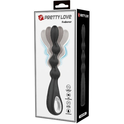 PRETTY LOVE Vibrador Anal Federer com 12 Vibrações Preto em silicone