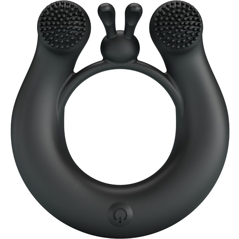Close-up do PRETTY LOVE Anel Vibratório Dália com Estimulador Clitoriano, mostrando o design ergonómico e material de silicone.
