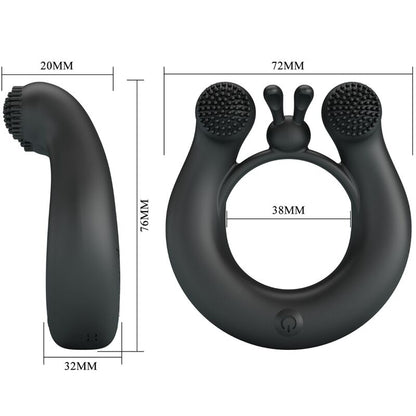 Close-up do PRETTY LOVE Anel Vibratório Dália com Estimulador Clitoriano, mostrando o design ergonómico e material de silicone.