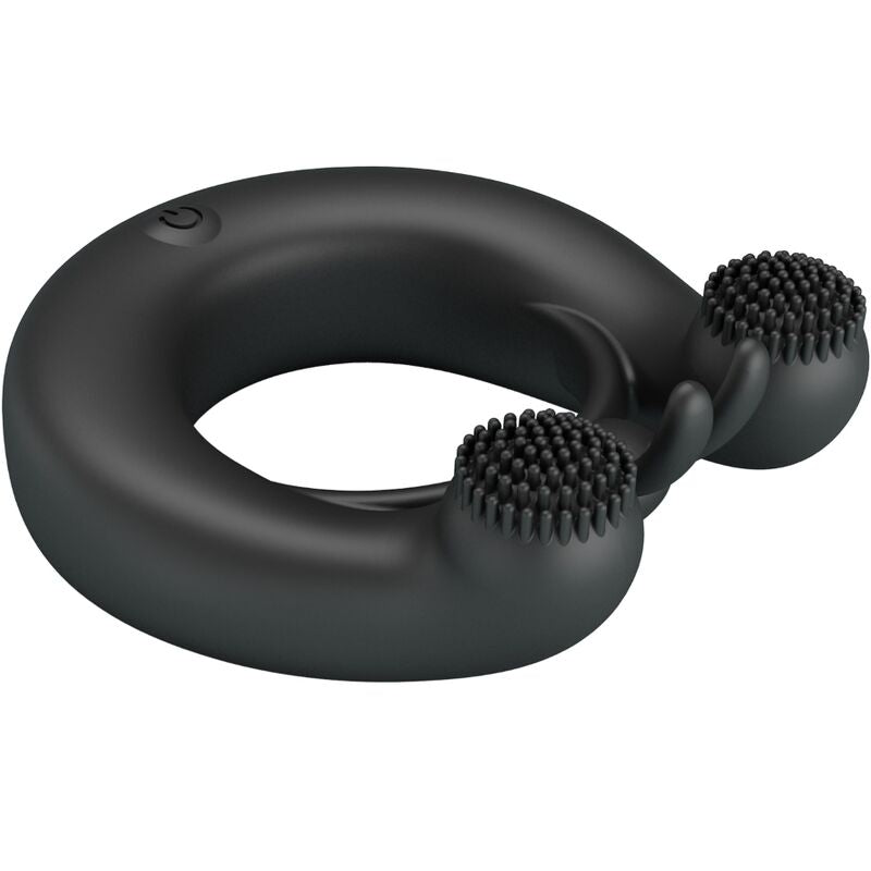 Close-up do PRETTY LOVE Anel Vibratório Dália com Estimulador Clitoriano, mostrando o design ergonómico e material de silicone.