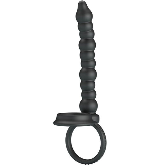Anel peniano vibratório PRETTY LOVE Dillion preto com dupla estimulação.