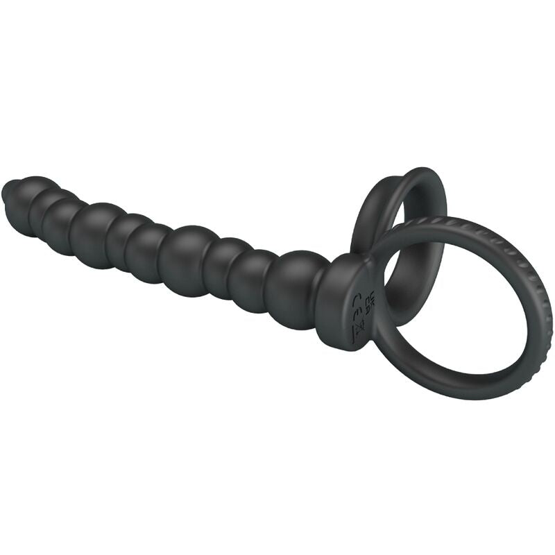 Anel peniano vibratório PRETTY LOVE Dillion preto com dupla estimulação.