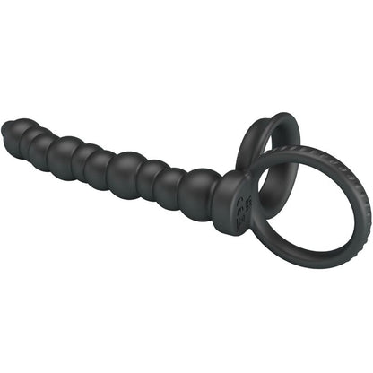 Anel peniano vibratório PRETTY LOVE Dillion preto com dupla estimulação.
